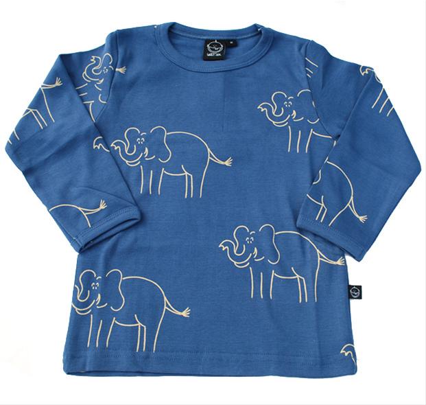 Bild ida.T--Blå långarmad T-shirt med elefanter