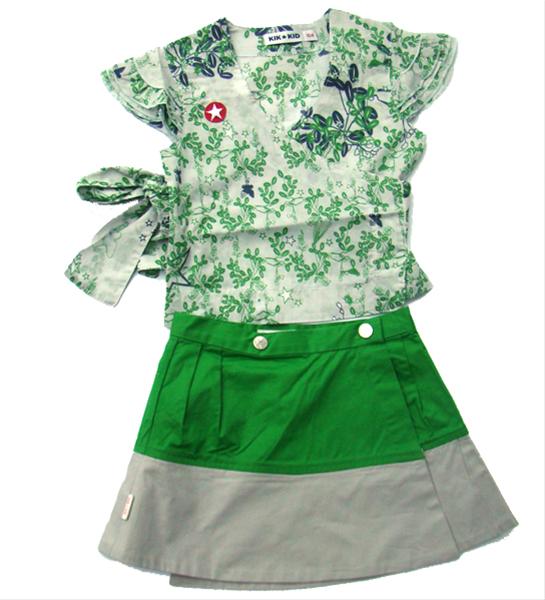 Bild KIK KID--Grön/grå omlott kjol storlek 128