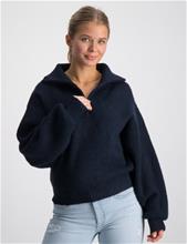 Bild Grunt, Berna Half Zip Knit, Blå, Tröjor/Sweatshirts till Tjej, 158-164 cm