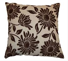 Bild Prydnadskudde med bruna blommor stor, Modern prydnadskudde