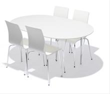 Bild Pisa Matgrupp, vit 160 cm + 4st stolar, Modernt matbord med 4 st matchande stolar