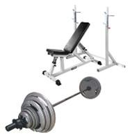 Bild Bänk, ställning & skivstångsset 135 kg, Järn