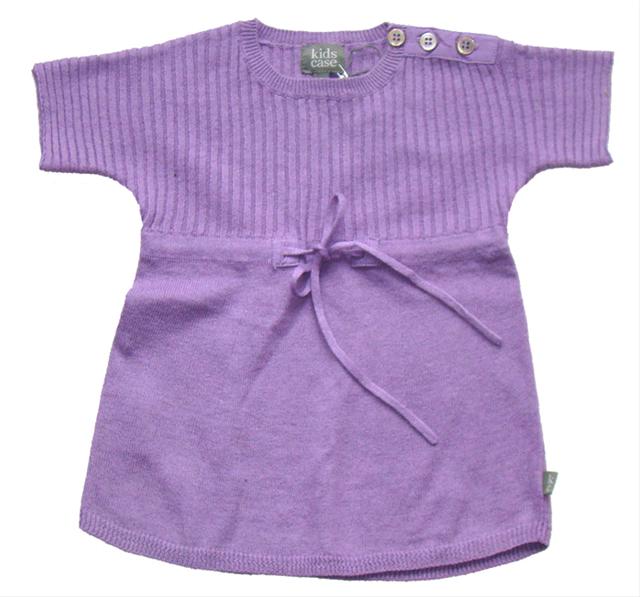 Bild kidsCase--Lila stickad klänning storlek 74