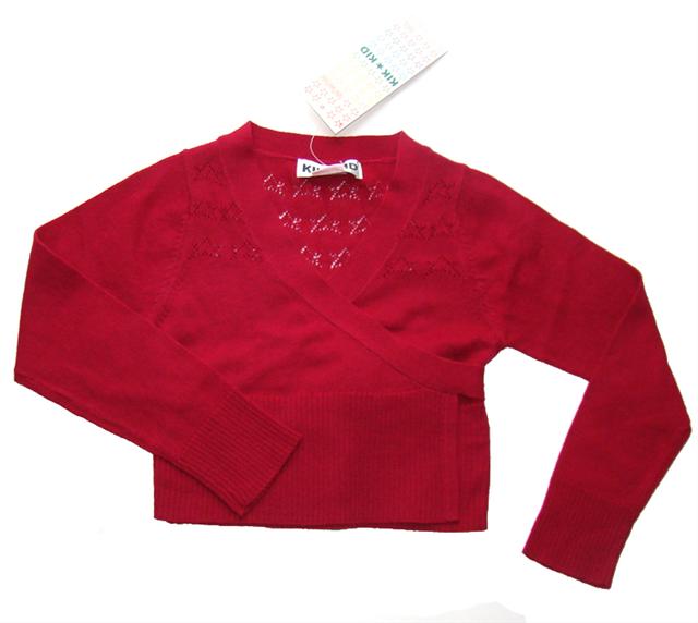Bild KIK KID--Finstickad röd  omlott kofta