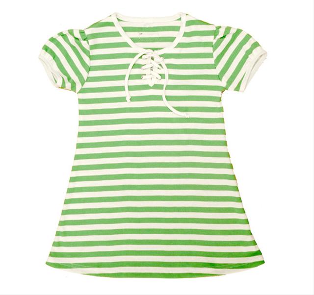 Bild Moonkids - Vit/grön randig klänning storlek 98