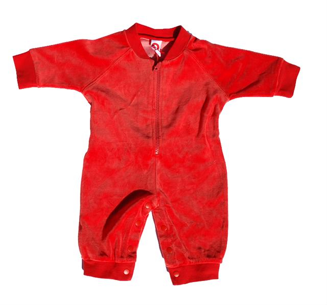 Bild Katvig--Röd veloursuit storlek 74