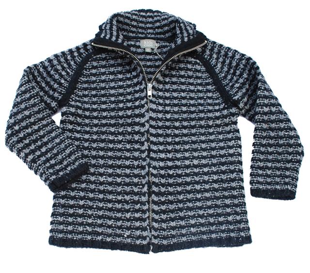 Bild kidsCase--Gråsvart stickad kofta storlek 128