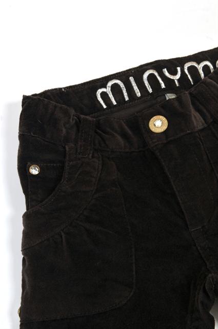 Bild MinyMo - Bruna sammetsbyxor med diamantknapp storlek 134