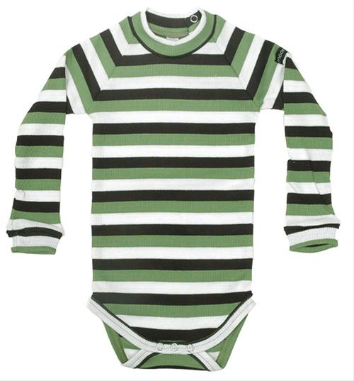 Bild Moonkids- Grön- svart- vitrandig body storlek 68