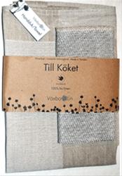 Bild Växbo Lin SET Kökshanduk Trollbäcken och Disktrasa Oblekt/Vit