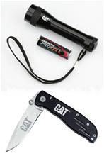Bild CAT 3 LED Ficklampa & Linerlock kniv