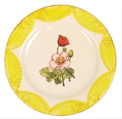 Bild Rice italienska porslin Lunchtallrik mönstrad Gul/Vallmo