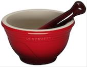 Bild Le Creuset Mortel 2 delar 0,3l Stengods Röd