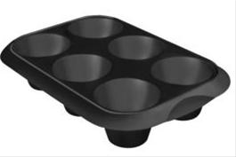 Bild Lékué form i silikon för 6 st muffins/puddingar, Svart - Lékué