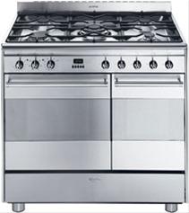 Bild Smeg Spis 90 cm SCB92MFX5 Dubbelugn Gashäll Rostfritt - Smeg