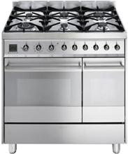 Bild Smeg Spis 90 cm CE92GPX Dubbelugn Gashäll Rostfritt - Smeg