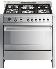 Bild Smeg Spis 90 cm Opera CS19-6 Gashäll Rostfritt - Smeg