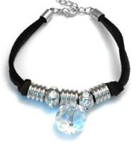 Bild D1182-1  Svart mockaband med stor kristall