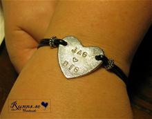 Bild Armband - Hjärta 25mm med läderband