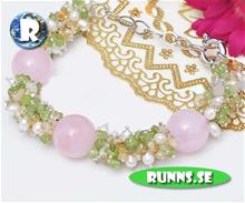 Bild Armband - Stenar & Pärlor (Rosa Gröngul)
