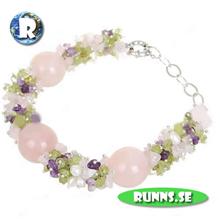 Bild Armband - Stenar & Pärlor (Rosa/Lila)