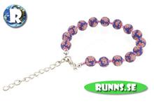 Bild Armband mjuk lera  - Blått med blommor (pärlor)