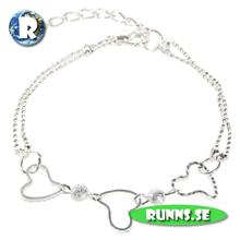 Bild Armband silver- tre hjärtan (kulkedja)