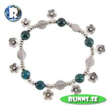 Bild Armband tibetsilver - Blommor (grön)