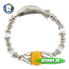 Bild Armband tibetsilver - fisk (gul)