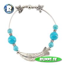 Bild Armband tibetsilver - fisk (turkos)