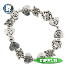 Bild Armband tibetsilver - hjärtan & blommor