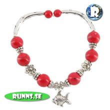 Bild Armband tibetsilver - Liten fisk (röd)