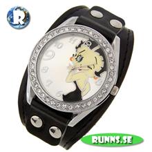 Bild Armbandsur - Betty Boop (svart/läder)