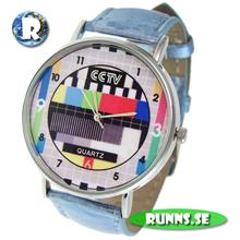 Bild Armbandsur - rund Testbild med läderband (ljusblå)