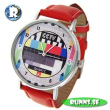 Bild Armbandsur - rund Testbild med läderband (röd)