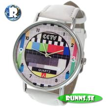 Bild Armbandsur - rund Testbild med läderband (vit)
