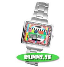 Bild Armbandsur - Testbild med silverarmband i metall (röd)