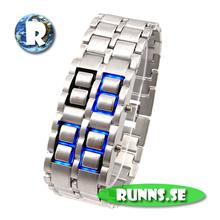 Bild Armbandsur med LED - Iron Samurai (silver med blått ljus)