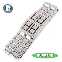 Bild Armbandsur med LED - Iron Samurai (silver med rött ljus)