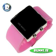 Bild Armbandsur med LED - Retro Plastic Blackout (rosa)