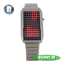 Bild Armbandsur med LED - Silver Matrix (red light)