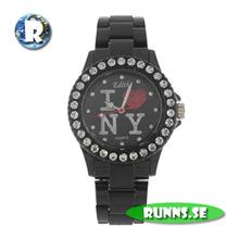 Bild Armbandsur Plastklocka - Plastic Crystal I love NY (svart)