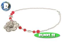 Bild Halsband tibetsilver- Blomma (röd)