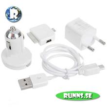 Bild Iphone 3G / 3GS / 4 - AC-adapter, Bil-adapter, USB data kabel och USB-adapter.
