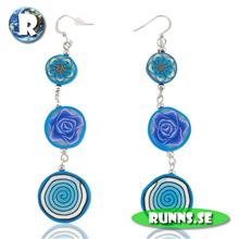 Bild Örhänge mjuk lera - Blå blommor (cirklar)