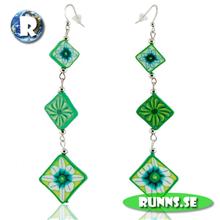 Bild Örhänge mjuk lera - Gröna blommor (fyrkanter)