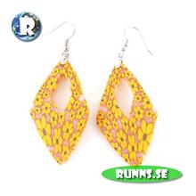 Bild Örhänge mjuk lera - Gula blommor (fyrkant)