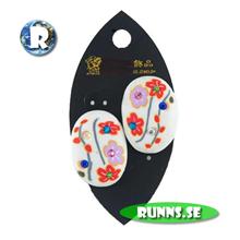 Bild Örhänge mjuk lera- Orange blomma (vit oval)