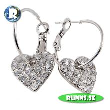 Bild Örhänge silver - creolringar (hjärta)