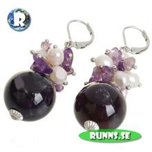 Bild Örhängen - Stenar och Pärlor (Lila)